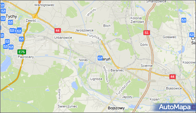 mapa Bieruń, Bieruń na mapie Targeo