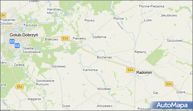 mapa Bocheniec gmina Radomin, Bocheniec gmina Radomin na mapie Targeo