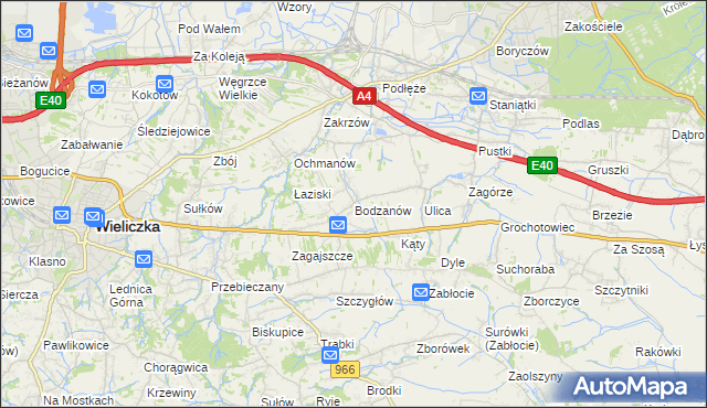 mapa Bodzanów gmina Biskupice, Bodzanów gmina Biskupice na mapie Targeo