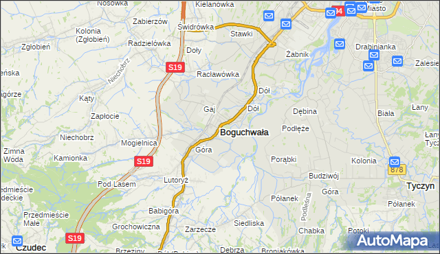 mapa Boguchwała powiat rzeszowski, Boguchwała powiat rzeszowski na mapie Targeo