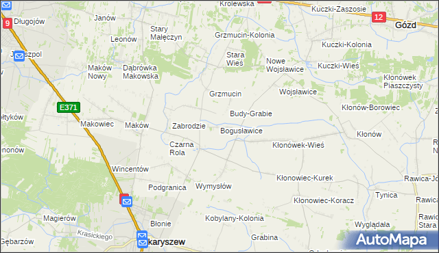 mapa Bogusławice gmina Skaryszew, Bogusławice gmina Skaryszew na mapie Targeo