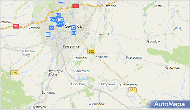 mapa Boleścin gmina Świdnica, Boleścin gmina Świdnica na mapie Targeo