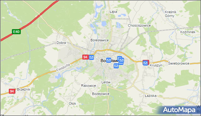 mapa Bolesławca, Bolesławiec na mapie Targeo