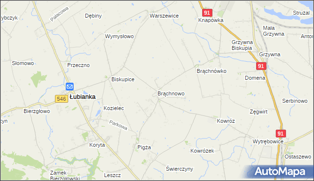 mapa Brąchnowo, Brąchnowo na mapie Targeo