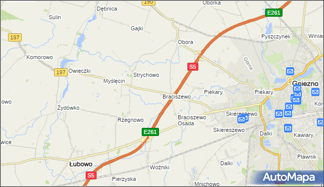 mapa Braciszewo, Braciszewo na mapie Targeo