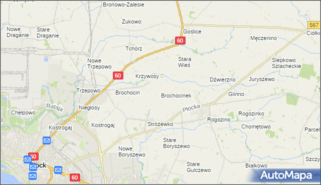 mapa Brochocinek gmina Radzanowo, Brochocinek gmina Radzanowo na mapie Targeo