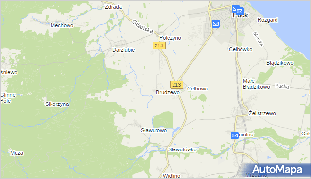 mapa Brudzewo gmina Puck, Brudzewo gmina Puck na mapie Targeo