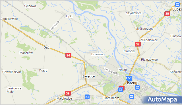 mapa Brzezina gmina Skarbimierz, Brzezina gmina Skarbimierz na mapie Targeo
