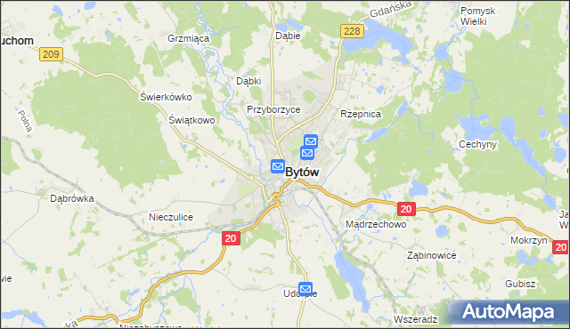 mapa Bytów, Bytów na mapie Targeo
