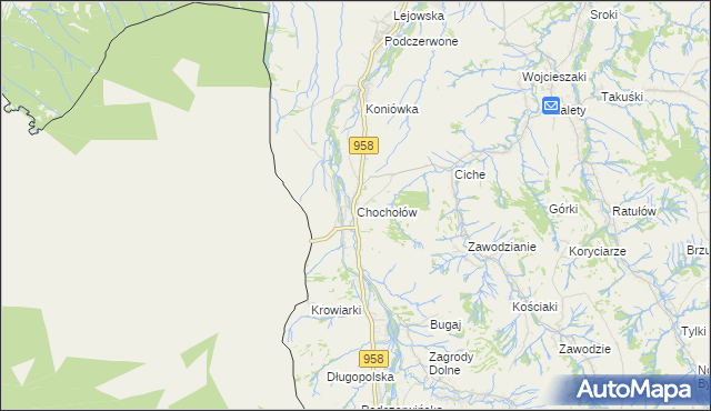 mapa Chochołów gmina Czarny Dunajec, Chochołów gmina Czarny Dunajec na mapie Targeo