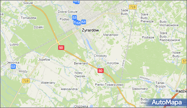 mapa Chroboty, Chroboty na mapie Targeo