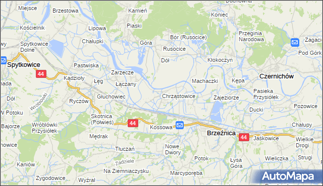 mapa Chrząstowice gmina Brzeźnica, Chrząstowice gmina Brzeźnica na mapie Targeo