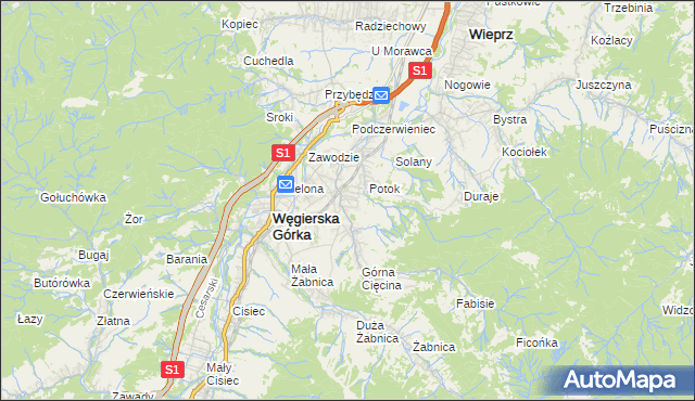 mapa Cięcina, Cięcina na mapie Targeo