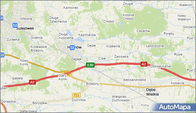 mapa Cisie gmina Halinów, Cisie gmina Halinów na mapie Targeo