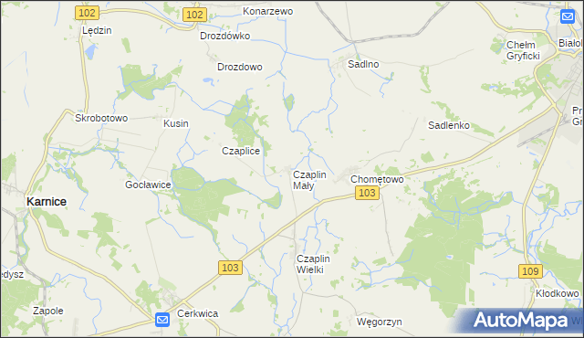 mapa Czaplin Mały, Czaplin Mały na mapie Targeo