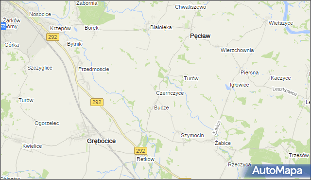 mapa Czerńczyce gmina Grębocice, Czerńczyce gmina Grębocice na mapie Targeo