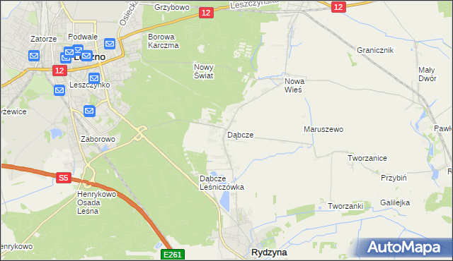 mapa Dąbcze, Dąbcze na mapie Targeo