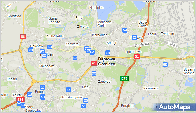 mapa Dąbrowa Górnicza, Dąbrowa Górnicza na mapie Targeo