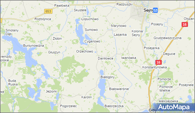 mapa Daniłowce, Daniłowce na mapie Targeo