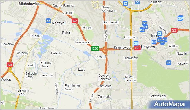 mapa Dawidy gmina Raszyn, Dawidy gmina Raszyn na mapie Targeo