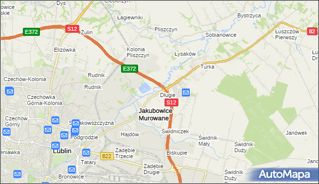 mapa Długie gmina Wólka, Długie gmina Wólka na mapie Targeo