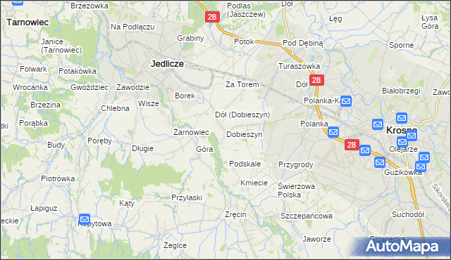 mapa Dobieszyn gmina Jedlicze, Dobieszyn gmina Jedlicze na mapie Targeo