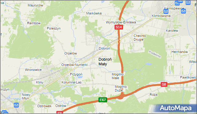 mapa Dobroń Mały, Dobroń Mały na mapie Targeo