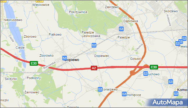 mapa Dopiewiec, Dopiewiec na mapie Targeo