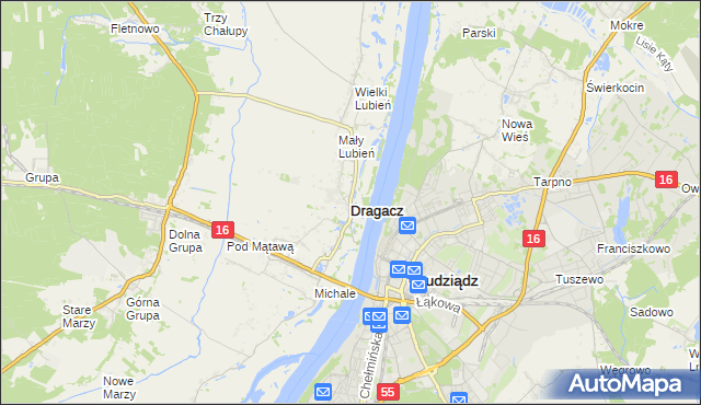 mapa Dragacz, Dragacz na mapie Targeo