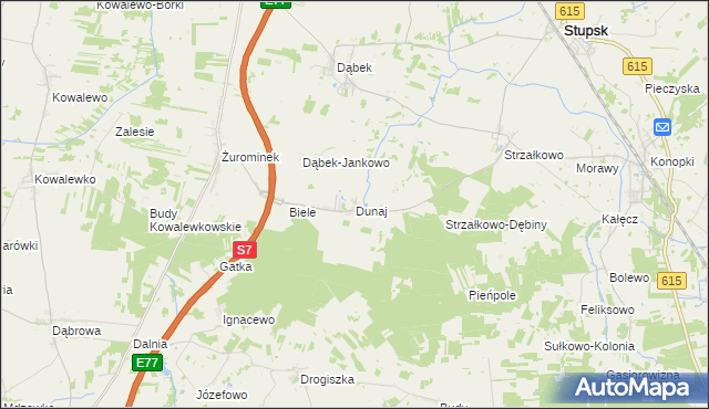 mapa Dunaj gmina Stupsk, Dunaj gmina Stupsk na mapie Targeo
