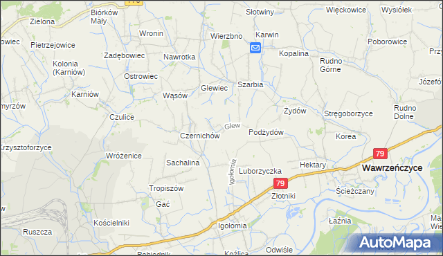 mapa Glew, Glew na mapie Targeo