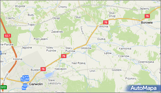 mapa Głosków gmina Borowie, Głosków gmina Borowie na mapie Targeo