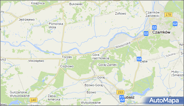 mapa Góra nad Notecią, Góra nad Notecią na mapie Targeo