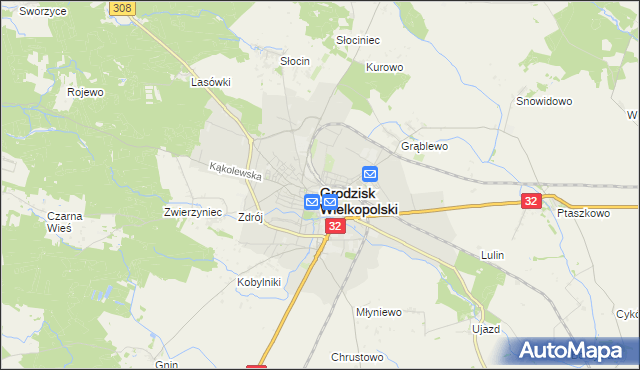 mapa Grodzisk Wielkopolski, Grodzisk Wielkopolski na mapie Targeo