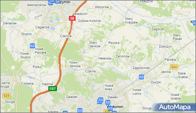mapa Helenów gmina Wołomin, Helenów gmina Wołomin na mapie Targeo