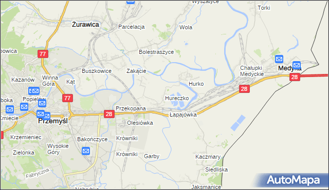 mapa Hureczko, Hureczko na mapie Targeo