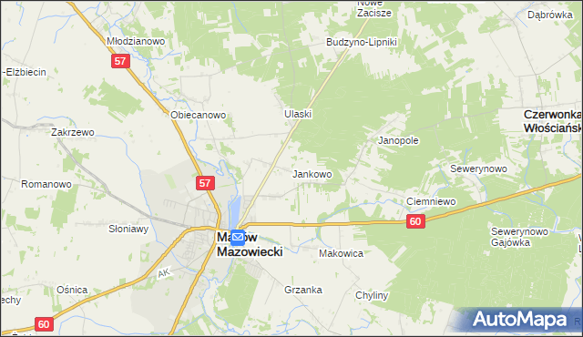 mapa Jankowo gmina Czerwonka, Jankowo gmina Czerwonka na mapie Targeo