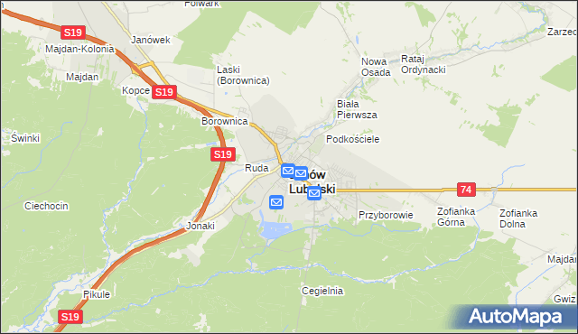 mapa Janów Lubelski, Janów Lubelski na mapie Targeo