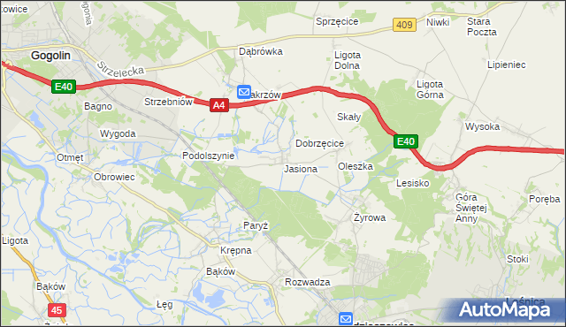 mapa Jasiona gmina Zdzieszowice, Jasiona gmina Zdzieszowice na mapie Targeo