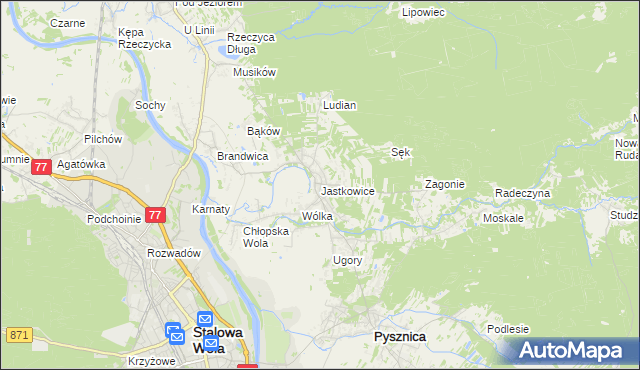 mapa Jastkowice, Jastkowice na mapie Targeo