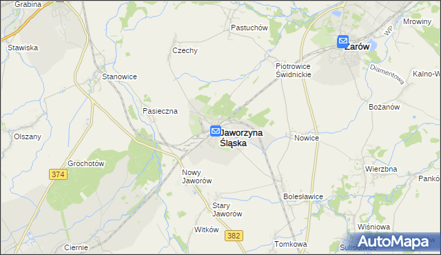 mapa Jaworzyna Śląska, Jaworzyna Śląska na mapie Targeo