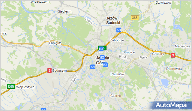 mapa Jelenia Góra, Jelenia Góra na mapie Targeo