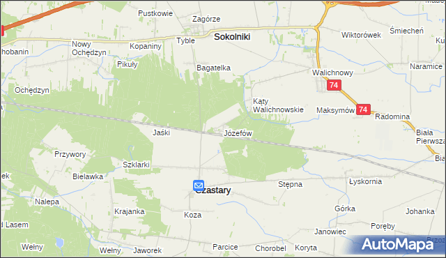 mapa Józefów gmina Czastary, Józefów gmina Czastary na mapie Targeo