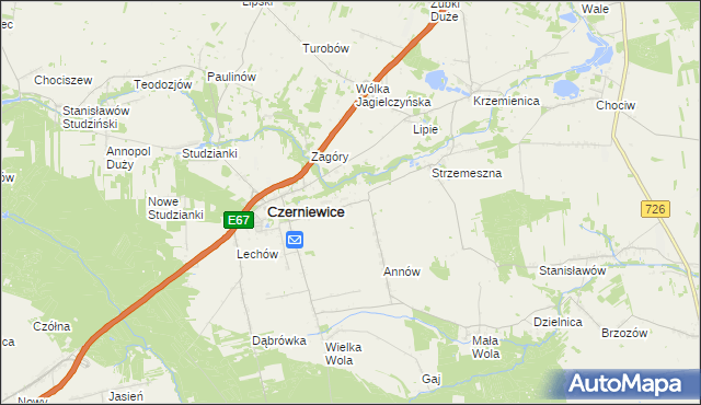 mapa Józefów gmina Czerniewice, Józefów gmina Czerniewice na mapie Targeo