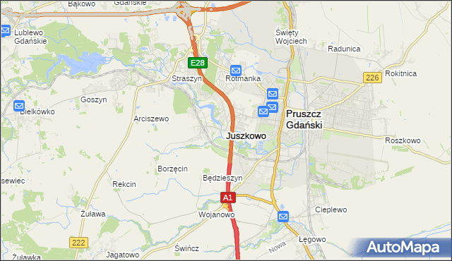 mapa Juszkowo, Juszkowo na mapie Targeo