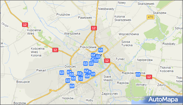 mapa Kalisza, Kalisz na mapie Targeo