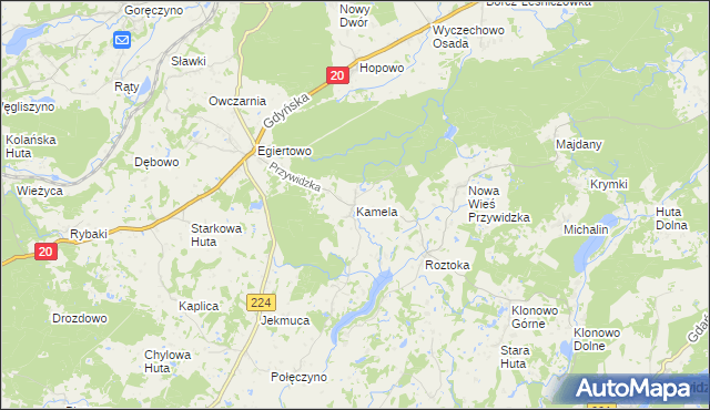 mapa Kamela, Kamela na mapie Targeo