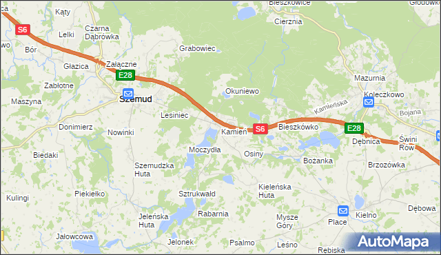 mapa Kamień gmina Szemud, Kamień gmina Szemud na mapie Targeo