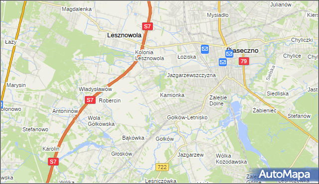 mapa Kamionka gmina Piaseczno, Kamionka gmina Piaseczno na mapie Targeo