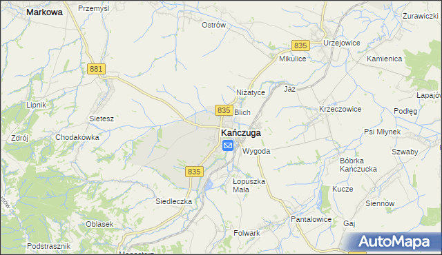 mapa Kańczuga powiat przeworski, Kańczuga powiat przeworski na mapie Targeo